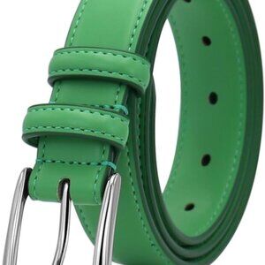 Women's Leather Belt Multicolored Waist Jeans Pants with Pin Buckle